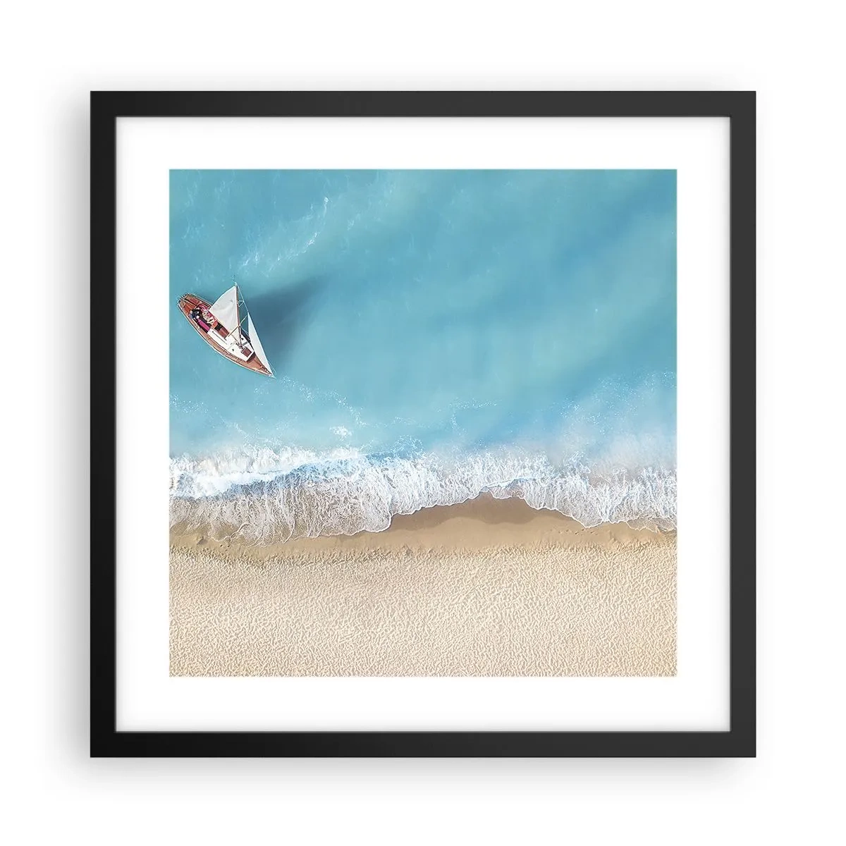 Póster en marco negro - Frontera celeste y dorada - 40x40 cm