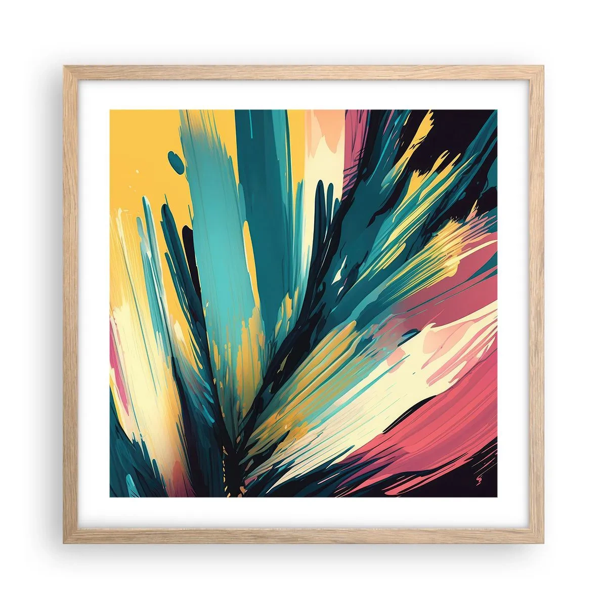 Póster en marco roble claro - Composición - una explosión de alegría - 50x50 cm