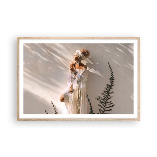 Póster en marco roble claro - El sol y la joven - 91x61 cm