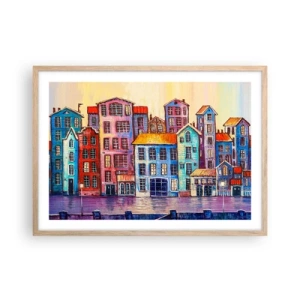 Póster en marco roble claro - Una ciudad como un cuento de hadas - 70x50 cm
