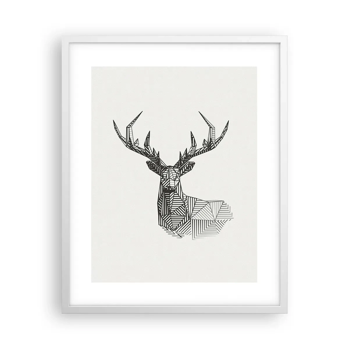 Póster en marco blanco - Ciervo en estilo cubista - 40x50 cm