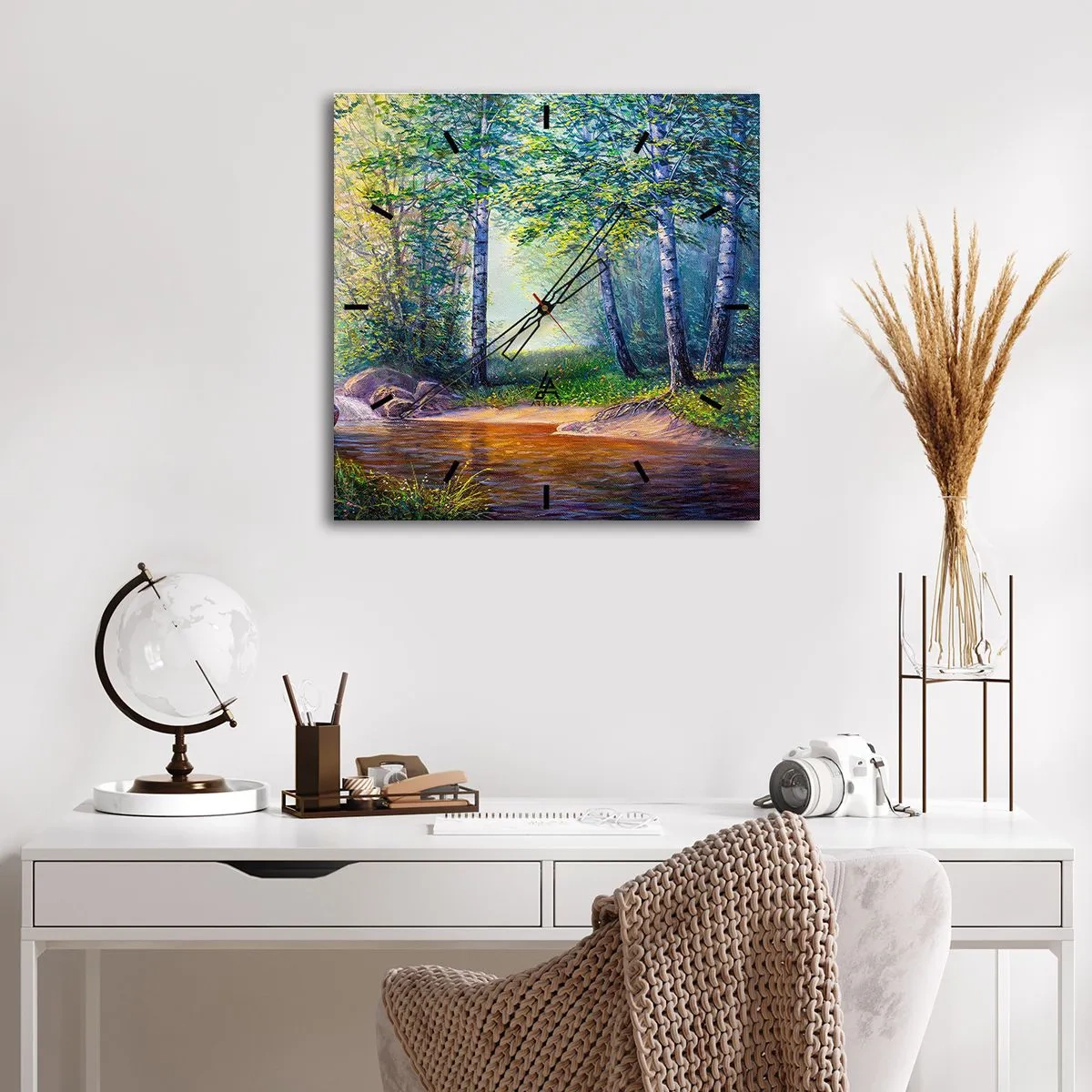 Reloj de pared - Reloj de vidrio - Paisaje idílico - 40x40 cm