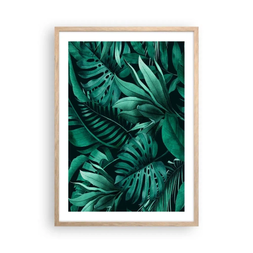 Póster en marco roble claro - Profundidad del verde tropical - 50x70 cm