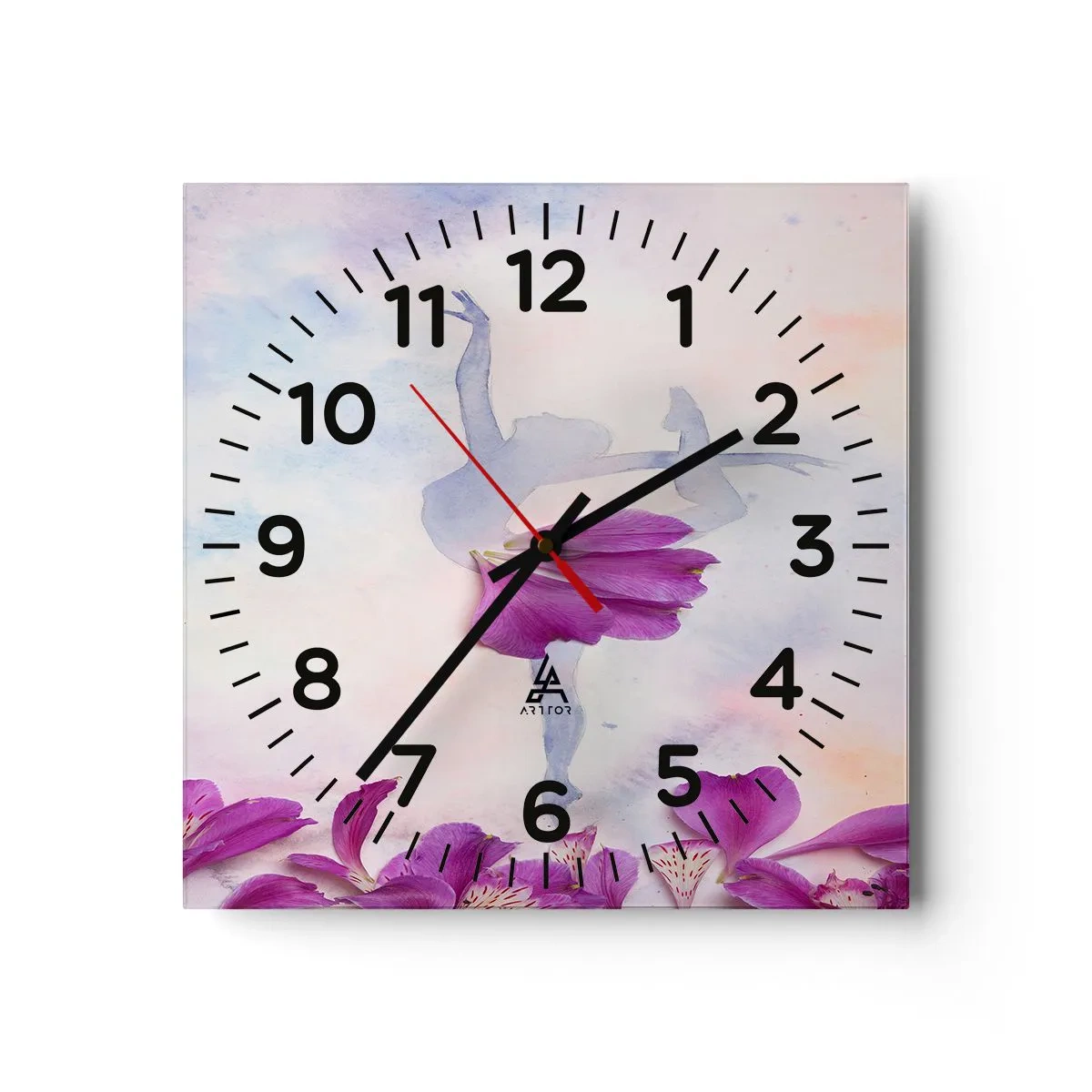 Reloj de pared - Reloj de vidrio - Suave como una flor - 30x30 cm