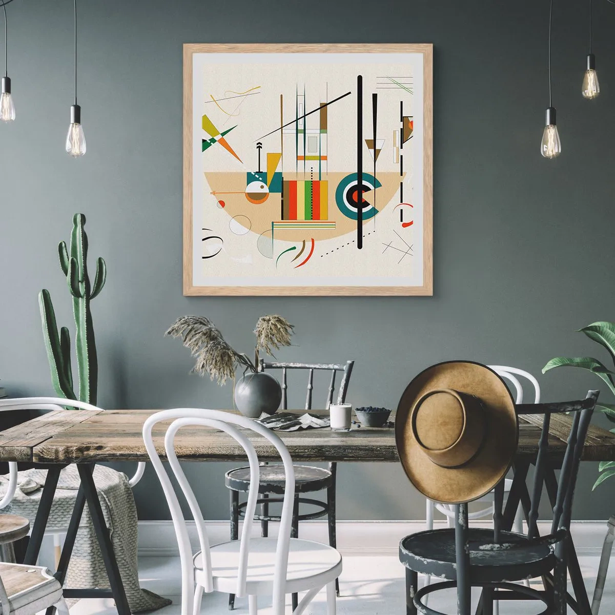 Póster en marco roble claro - Y el mundo ríe - 40x40 cm