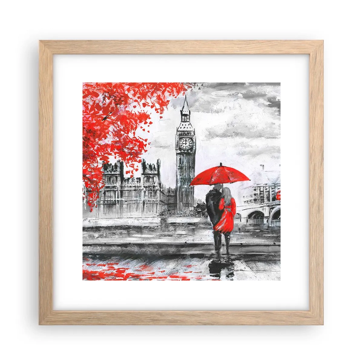 Póster en marco roble claro - Londres enamora - 30x30 cm