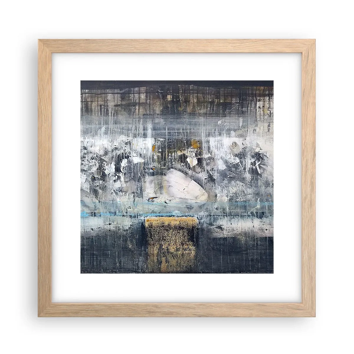 Póster en marco roble claro - Hielo abstracto - 30x30 cm