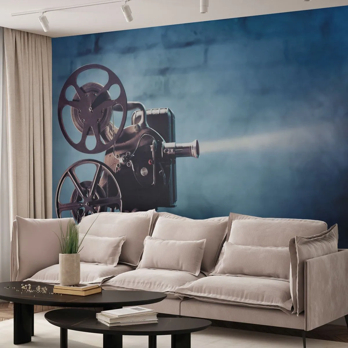 Fotomural Autadhesivo Deluxe Sticker - En el Vintage cine - Proyector de cine, Vintage, Cámara - 350x256 cm