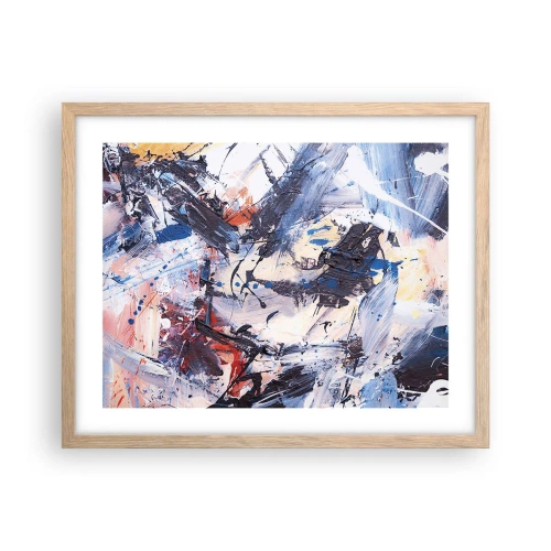 Póster en marco roble claro - Danza loca de la abstracción - 50x40 cm
