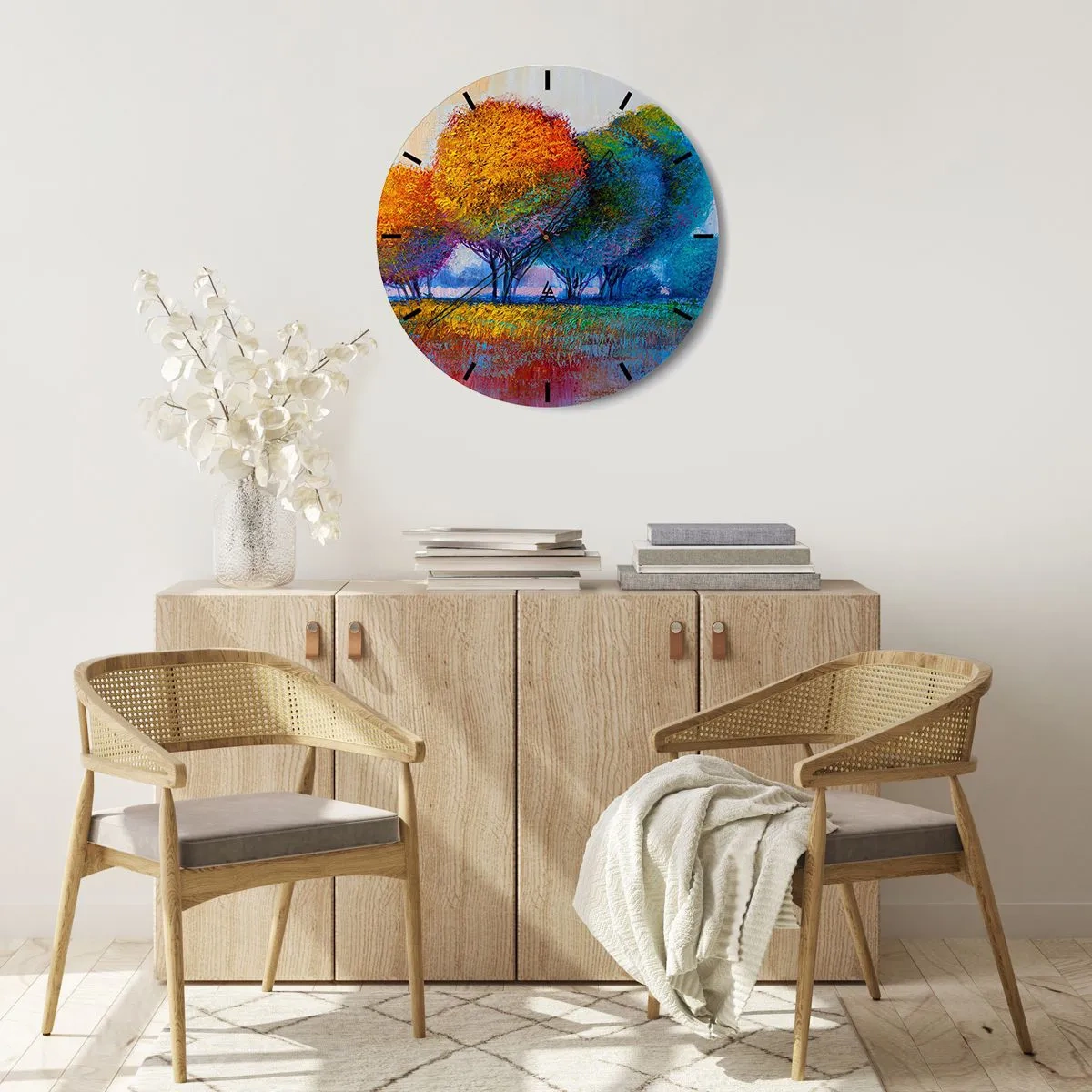 Reloj de pared - Reloj de vidrio - Un conjunto de colores llamativos - 30x30 cm
