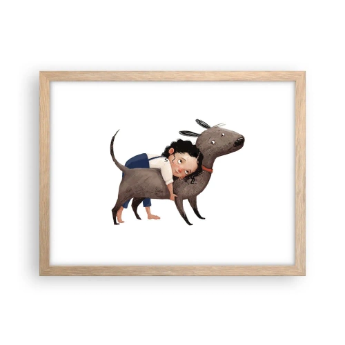 Póster en marco roble claro - Mejores amigos - 40x30 cm