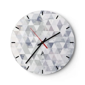 Reloj de pared - Reloj de vidrio - Patrón geométrico con triángulos grises en un estilo moderno. - 30x30cm - A ritmo de triángulo - Decoración de pared moderna para salón, cocina y dormitorio ARTTOR