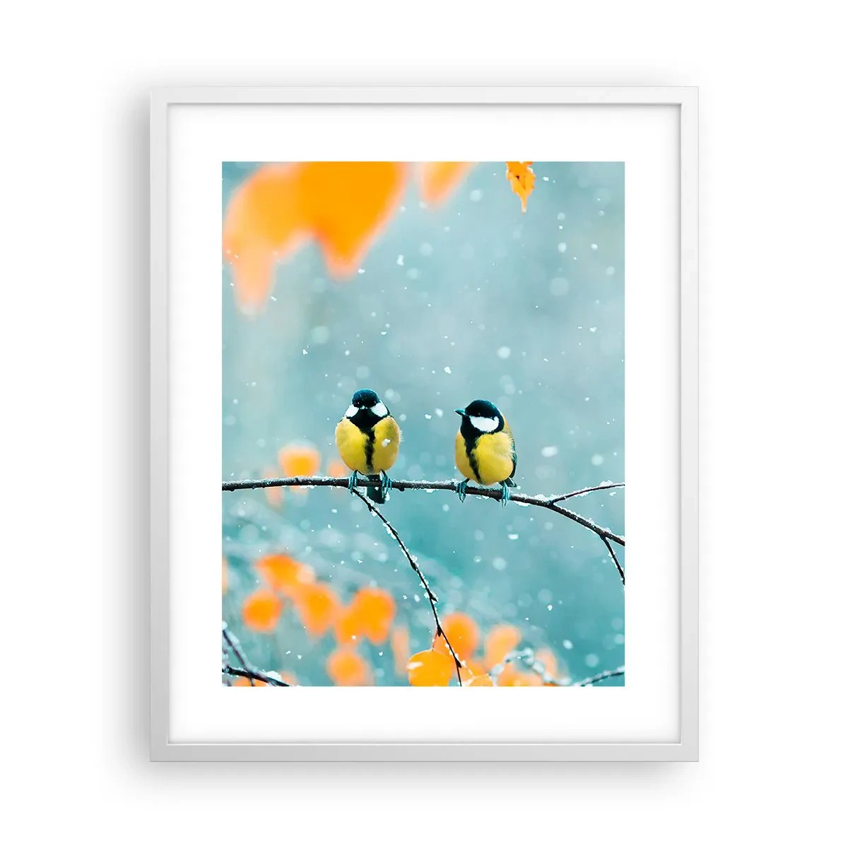 Póster en marco blanco - Cotilleo de pájaros - 40x50 cm