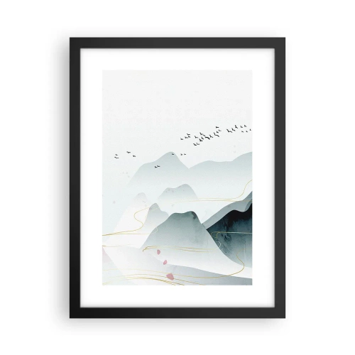 Póster en marco negro - Sobre las cimas - 30x40 cm