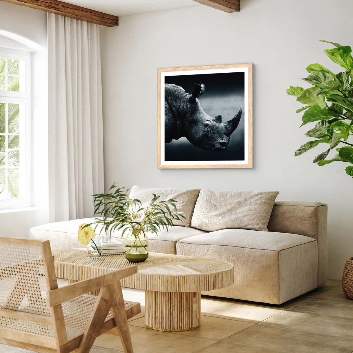 Póster en marco roble claro - Perfil derecho - 50x50 cm