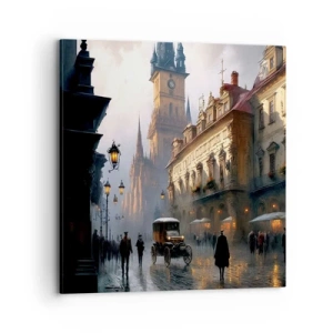 Cuadro sobre lienzo - Impresión de Imagen - La magia de una noche de Praga - 70x70 cm