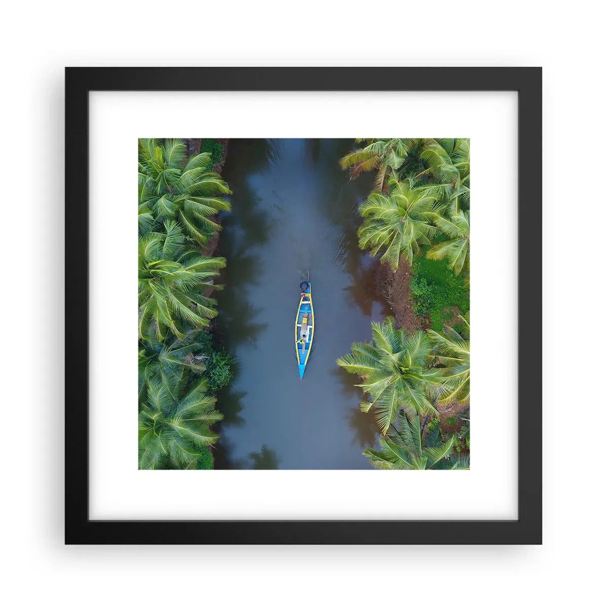 Póster en marco negro - En un sendero tropical - 30x30 cm