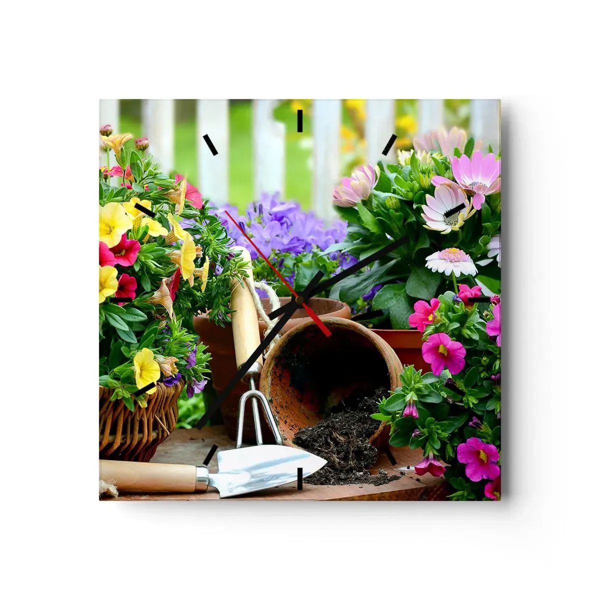 Reloj de pared - Reloj de vidrio - El jardín de Sofía - 40x40 cm