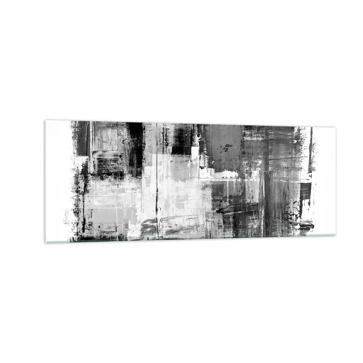 Cuadro sobre vidrio - Impresiones sobre Vidrio - Composición abstracta en blanco, negro y gris. - 140x50cm - El gris es hermoso - Decoración de pared moderna para salón y dormitorio ARTTOR