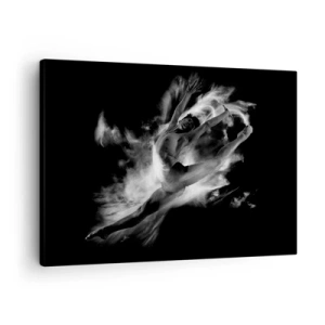 Cuadro sobre lienzo - Impresión de Imagen - Una bailarina en una pose dinámica sobre un fondo negro. - 70x50cm - El arte del vuelo - Decoración de pared moderna para salón y dormitorio ARTTOR