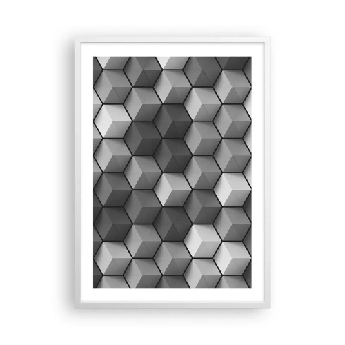 Póster en marco blanco - Rompecabezas cubista - 50x70 cm