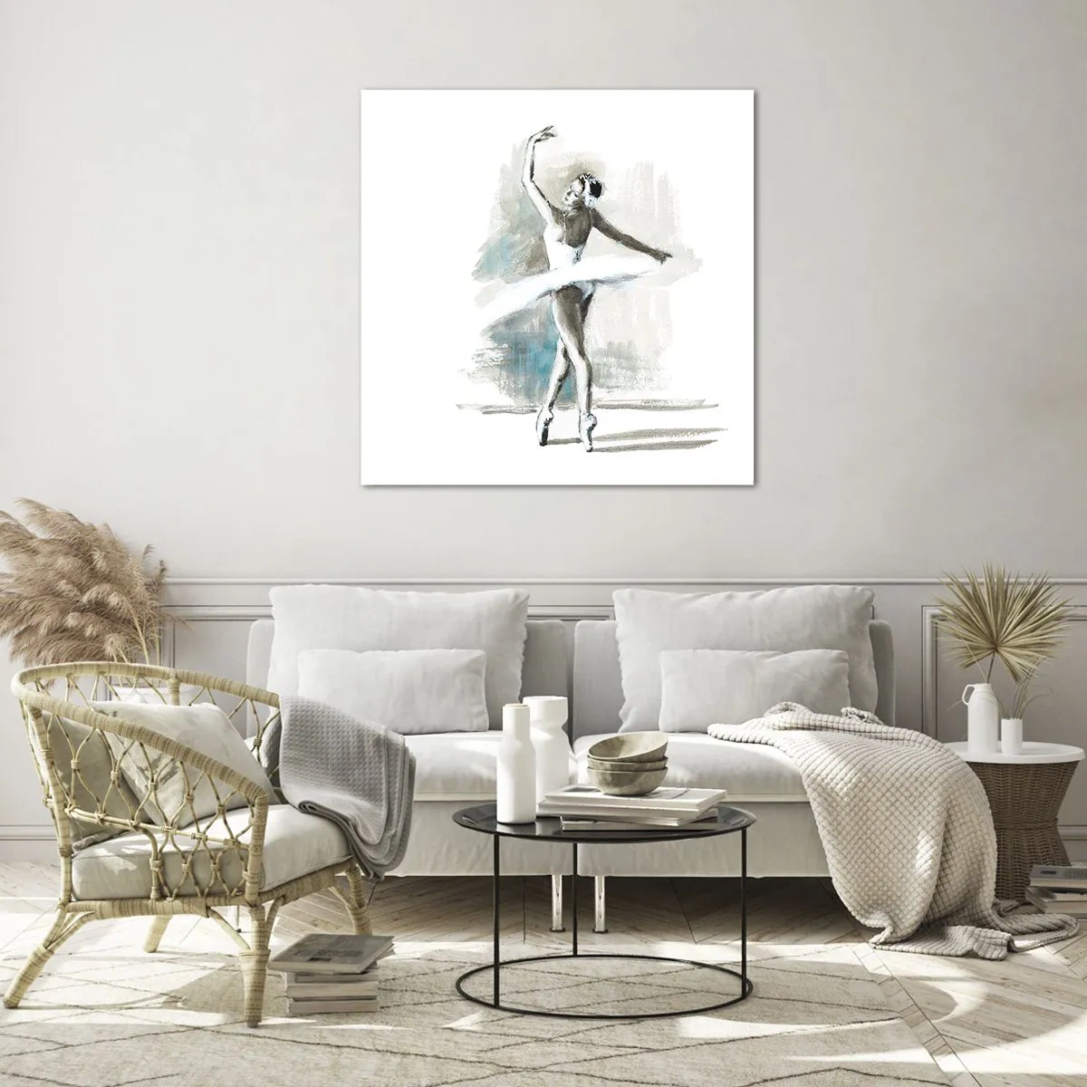 Cuadro sobre vidrio - Impresiones sobre Vidrio - Encantada por un cisne - 60x60 cm