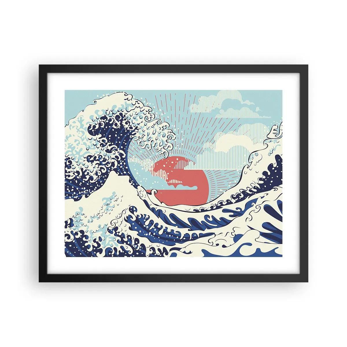Póster en marco negro - De inspiración japonesa - 50x40 cm