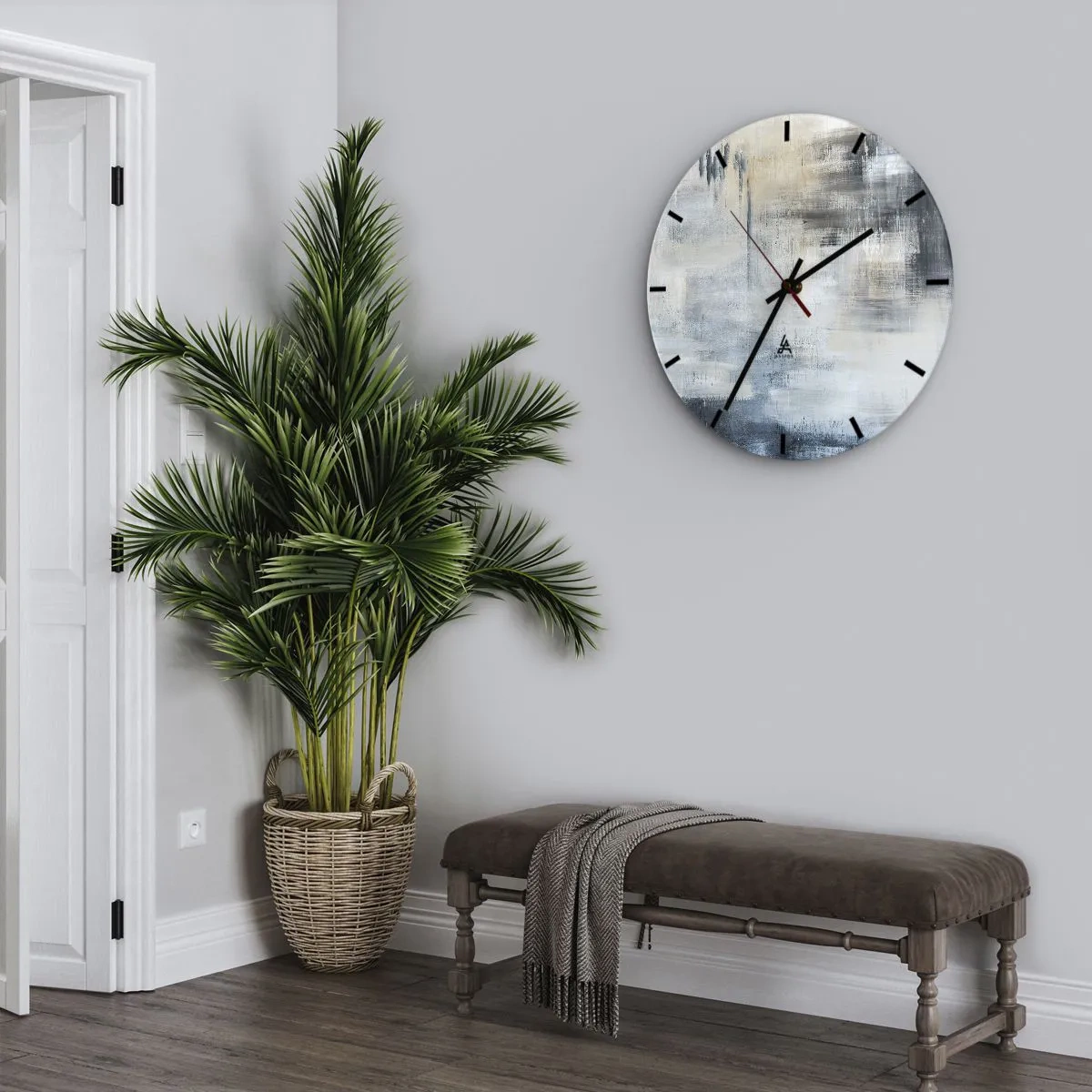 Reloj de pared - Reloj de vidrio - Detrás de un velo azul - 40x40 cm