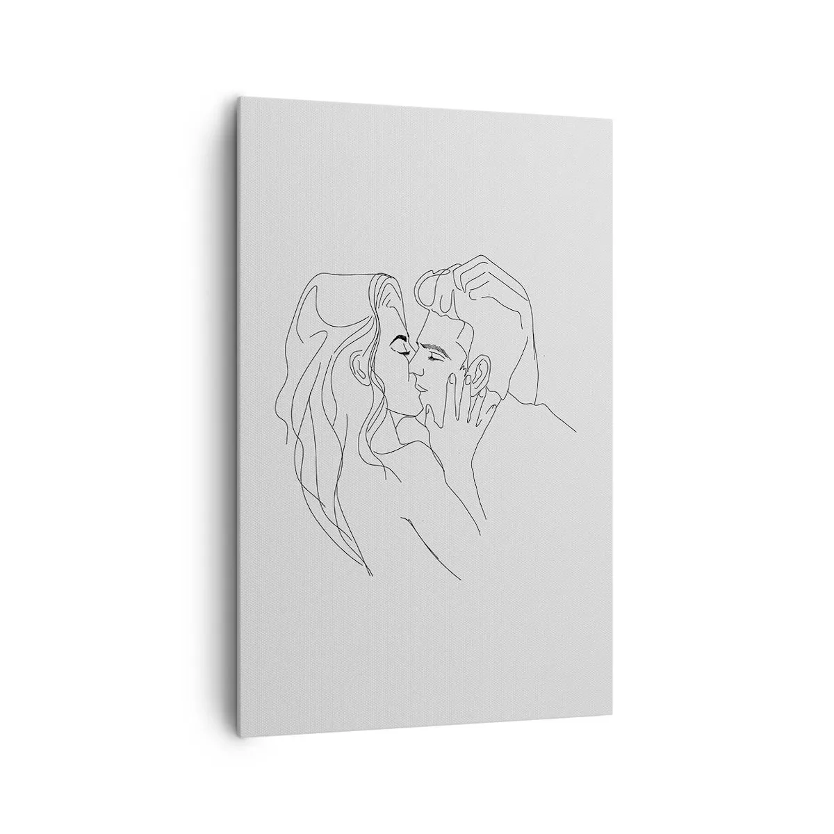 Cuadro sobre lienzo - Impresión de Imagen - El contorno de una pareja besándose sobre un fondo claro. - 80x120cm - Alineados - Decoración de pared moderna para salón y dormitorio ARTTOR