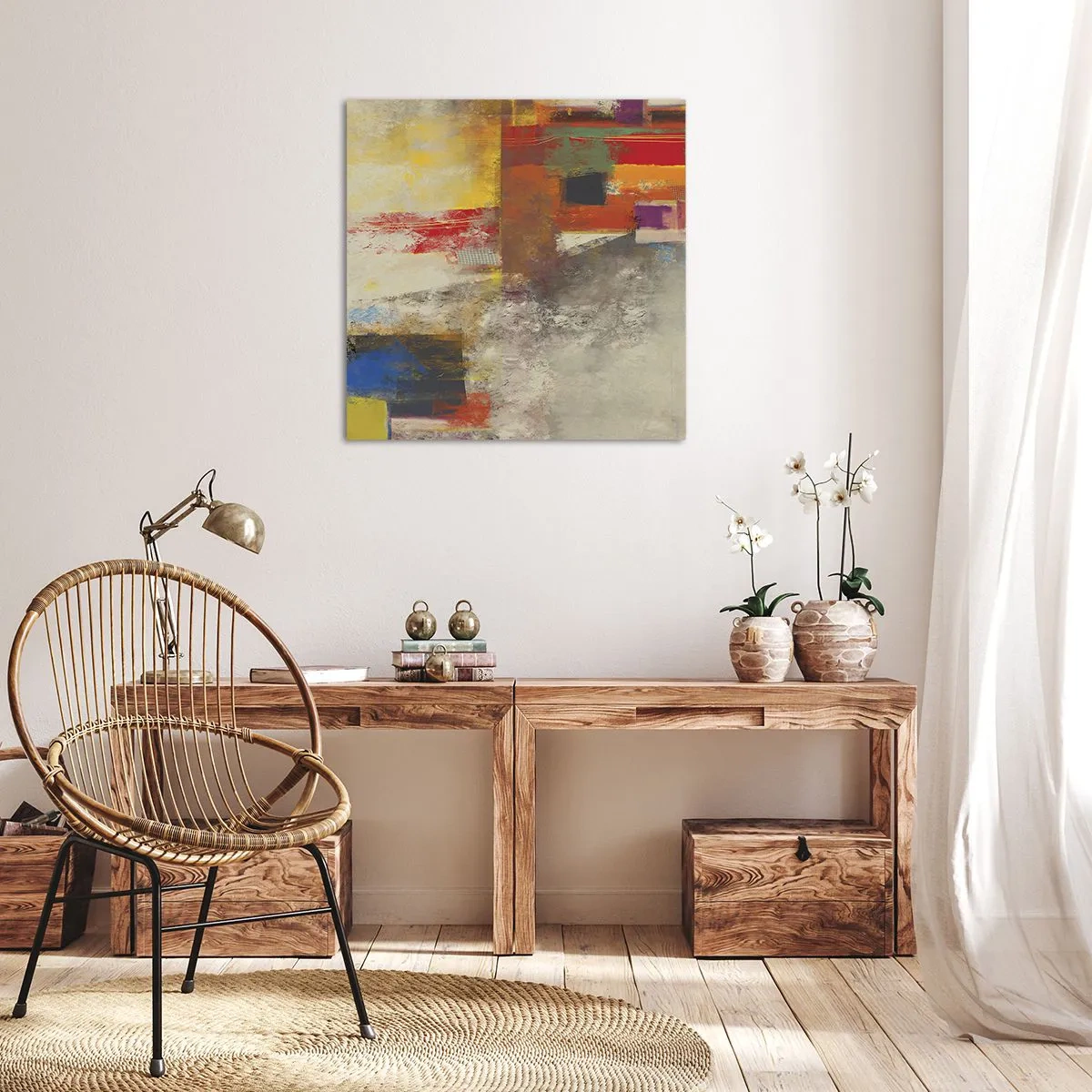 Cuadro sobre lienzo - Impresión de Imagen - Geometría de color - 70x70 cm