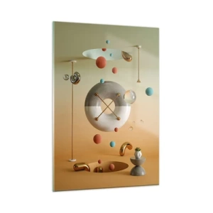 Cuadro sobre vidrio - Impresiones sobre Vidrio - Figuras geométricas en colores pastel en un espacio abstracto. - 50x70cm - Todo puede suceder - Decoración de pared moderna para salón y dormitorio ARTTOR