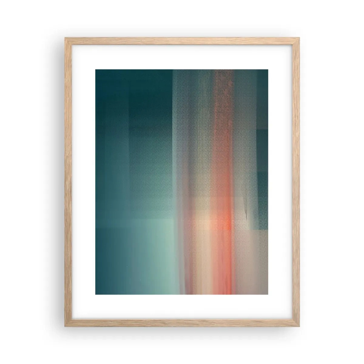 Póster en marco roble claro - Abstracción: ondas de luz - 40x50 cm