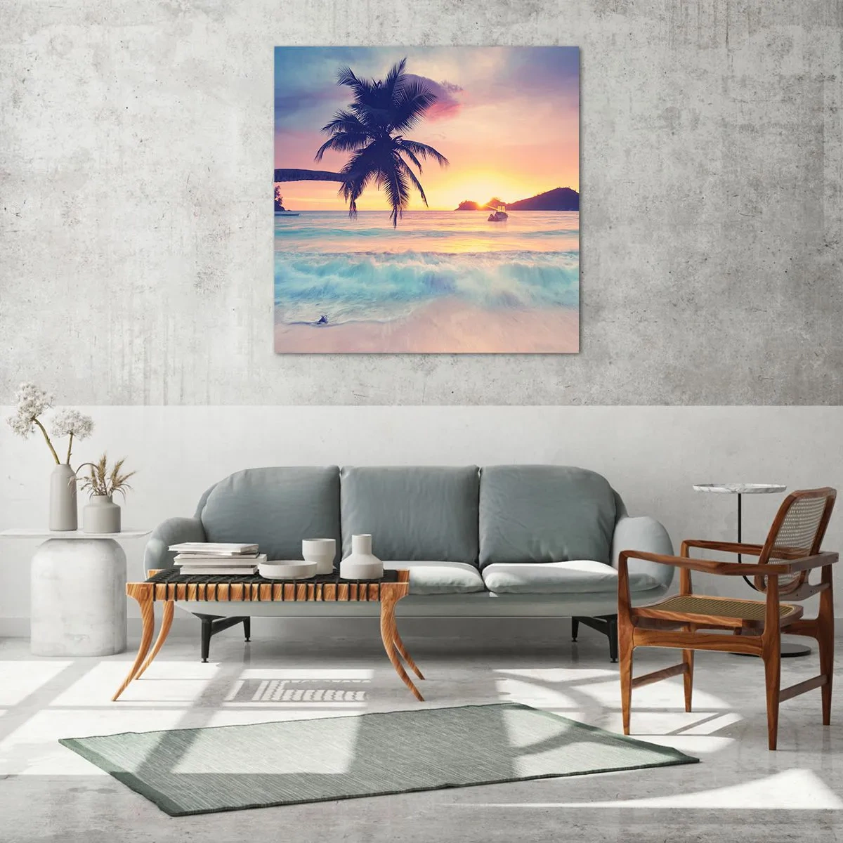 Cuadro sobre vidrio - Impresiones sobre Vidrio - Atardecer en la bahía - 50x50 cm