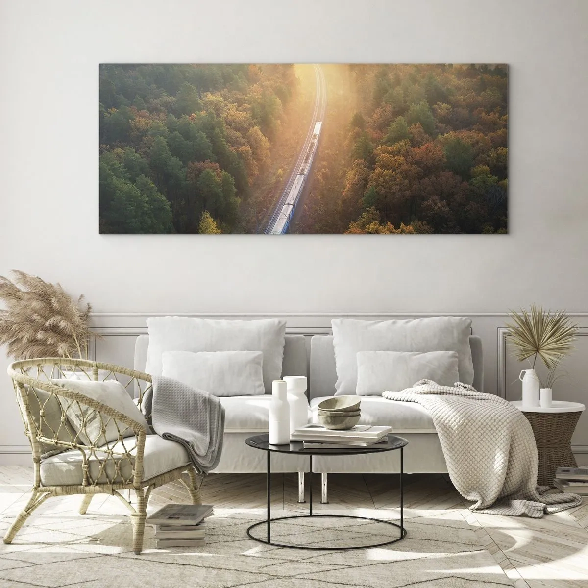 Cuadro sobre vidrio - Impresiones sobre Vidrio - Un viaje otoñal - 100x40 cm
