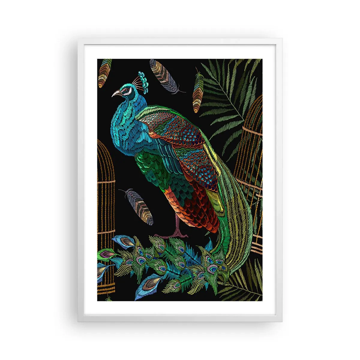 Póster en marco blanco - Con plumajes reales - 50x70 cm