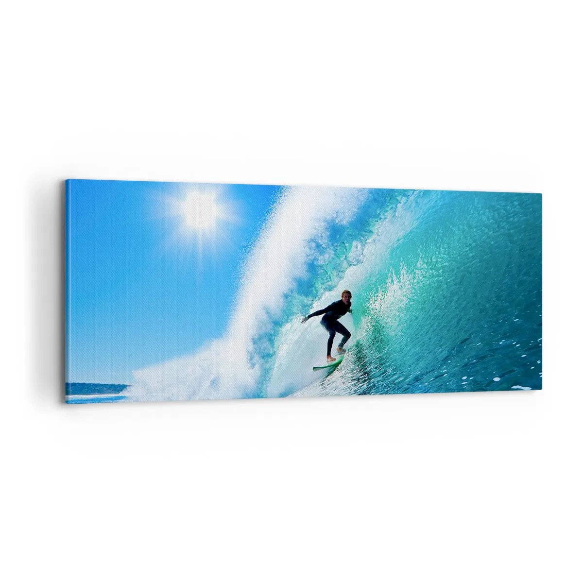 Cuadro sobre lienzo - Impresión de Imagen - A través de la gran ola - 100x40 cm