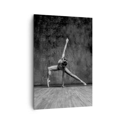 Cuadro sobre lienzo - Impresión de Imagen - Una bailarina en pose artística frente a una pared sin rematar - 70x100cm - Equilibrio perfecto - Decoración de pared moderna para salón y dormitorio ARTTOR