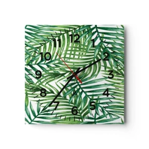 Reloj de pared - Reloj de vidrio - Bajo el verde - 40x40 cm