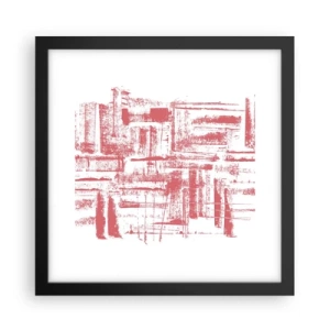 Póster en marco negro - Ciudad roja - 30x30 cm