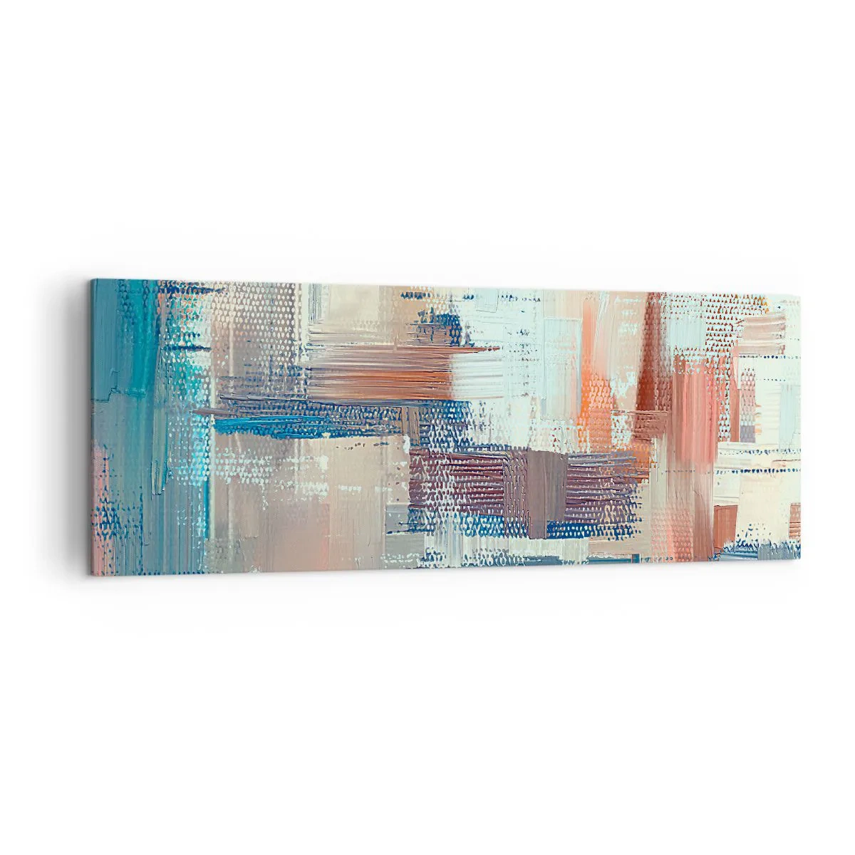 Cuadro sobre lienzo - Impresión de Imagen - Composición abstracta en tonos azules y beige. - 140x50cm - Alcanzando la luz - Decoración de pared moderna para salón y dormitorio ARTTOR