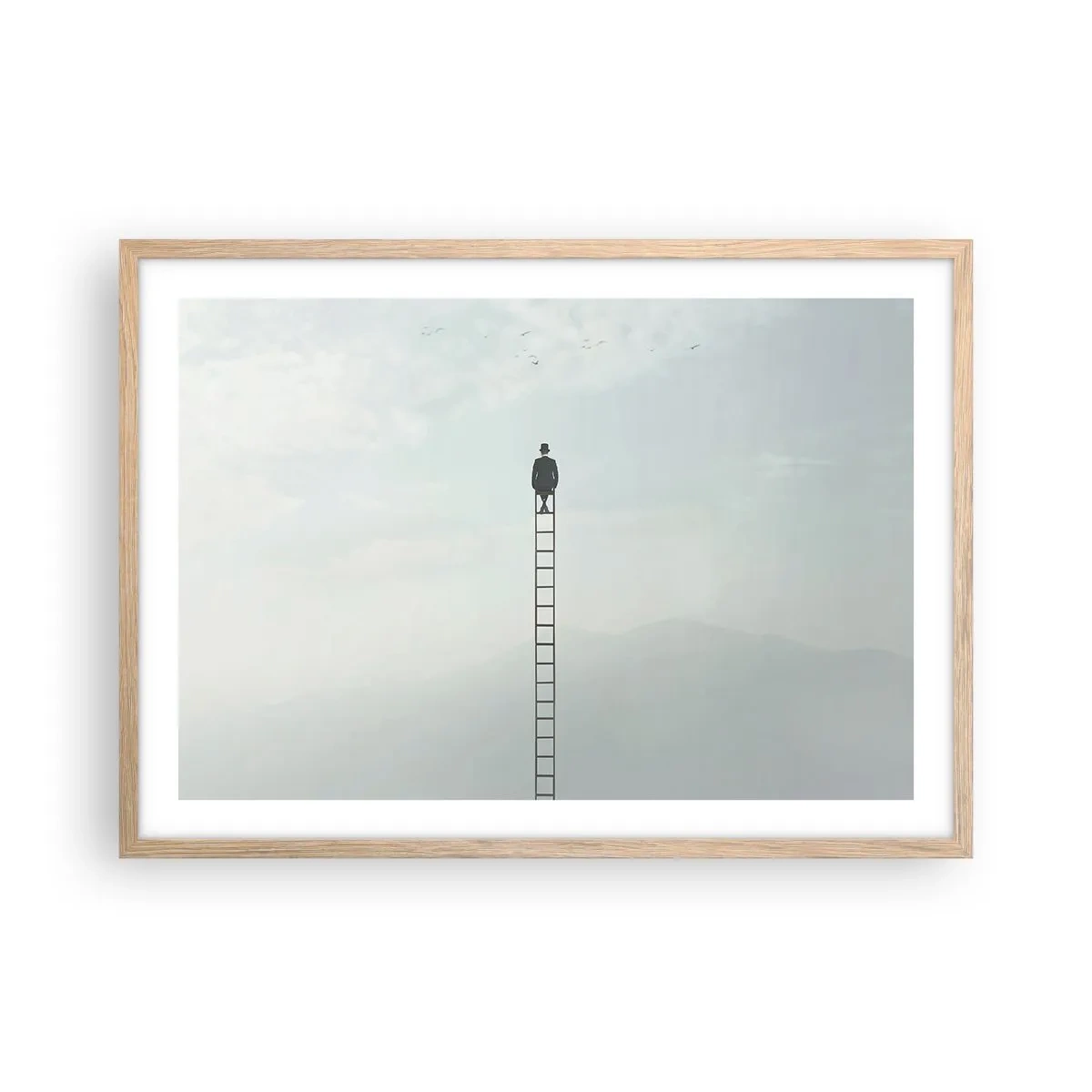 Póster en marco roble claro - Hacia lo más alto - 70x50 cm