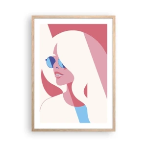 Póster en marco roble claro - Rubia frente al sol - 50x70 cm