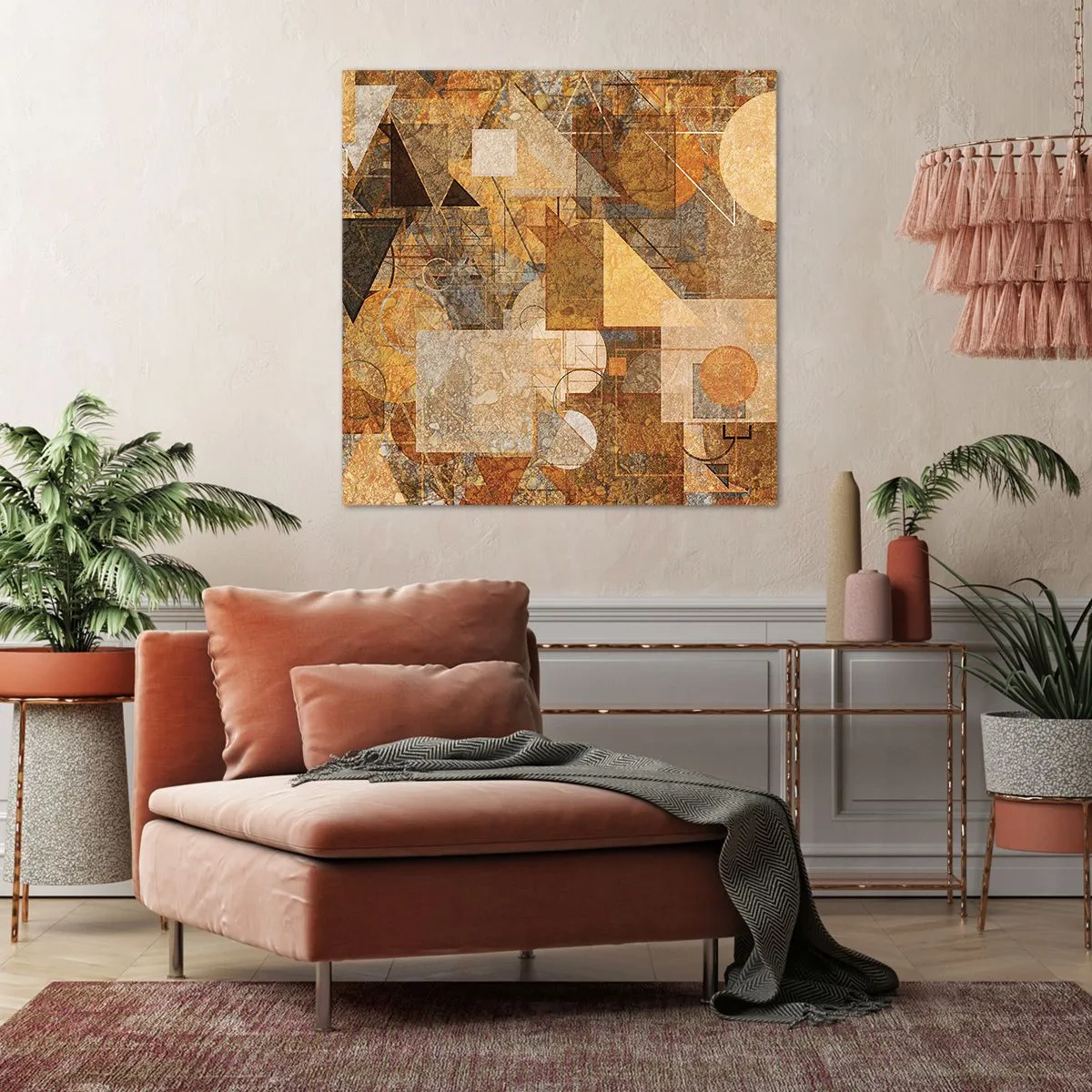 Cuadro sobre lienzo - Impresión de Imagen - Estudio cubista en bronce - 30x30 cm