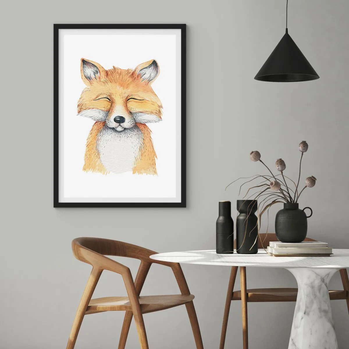 Póster en marco negro - Humor de zorro - 70x100 cm