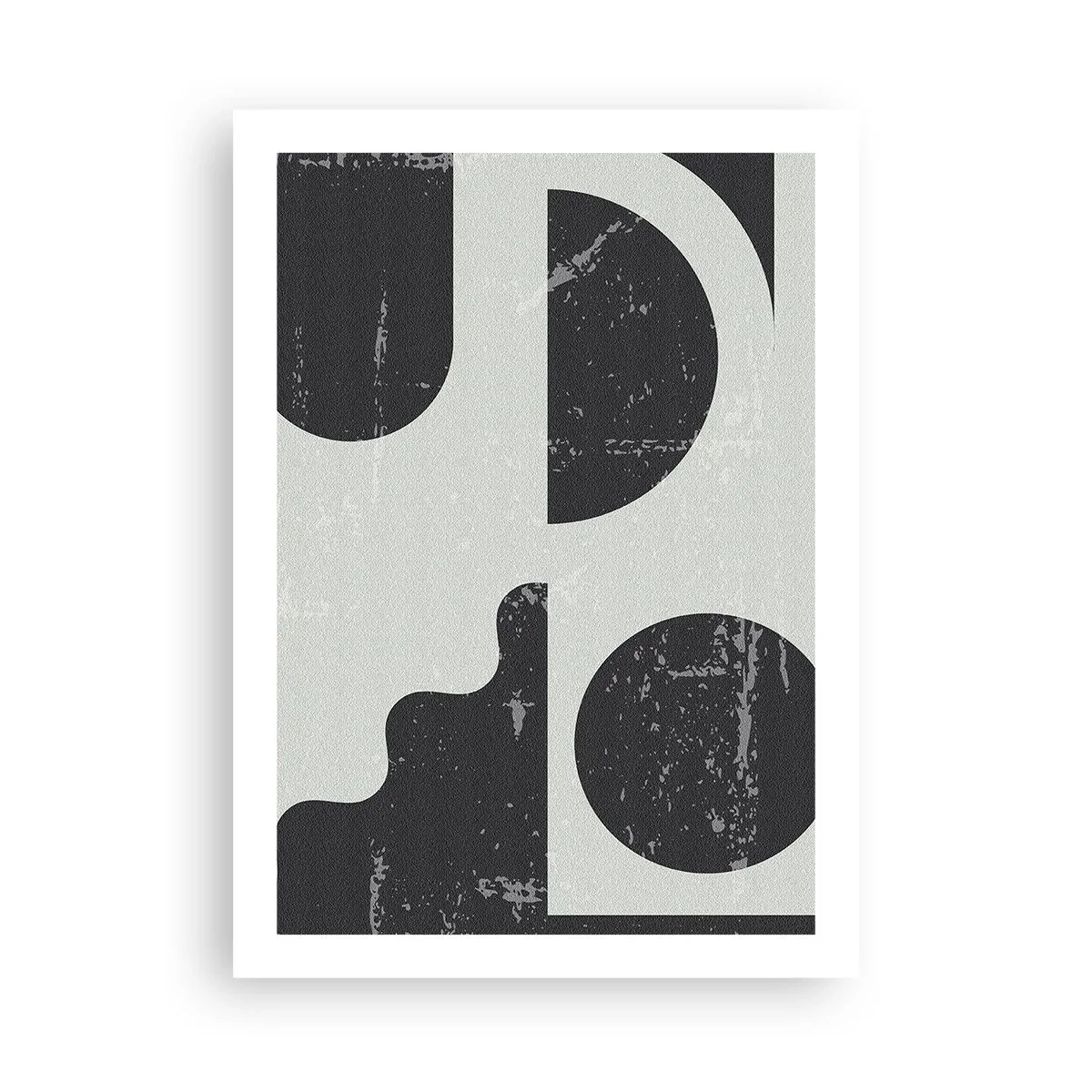 Póster - Composición geométrica abstracta en negro y gris. - 50x70cm - Composición arriba y abajo - Decoración de pared moderna para salón y dormitorio ARTTOR