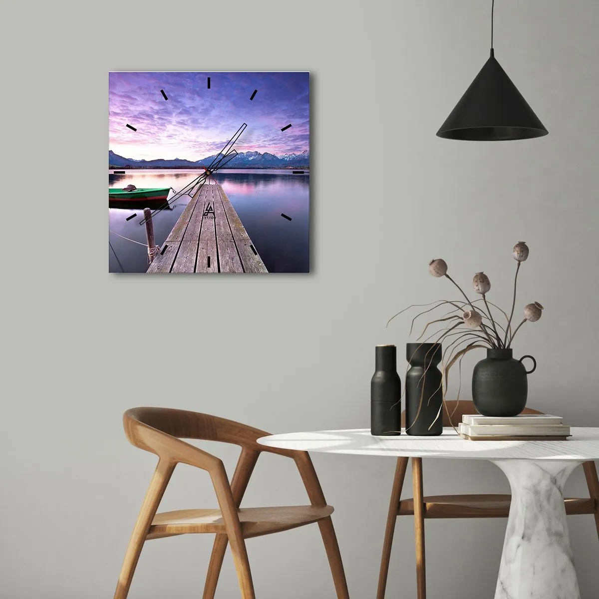 Reloj de pared - Reloj de vidrio - Un silencio amistoso - 40x40 cm