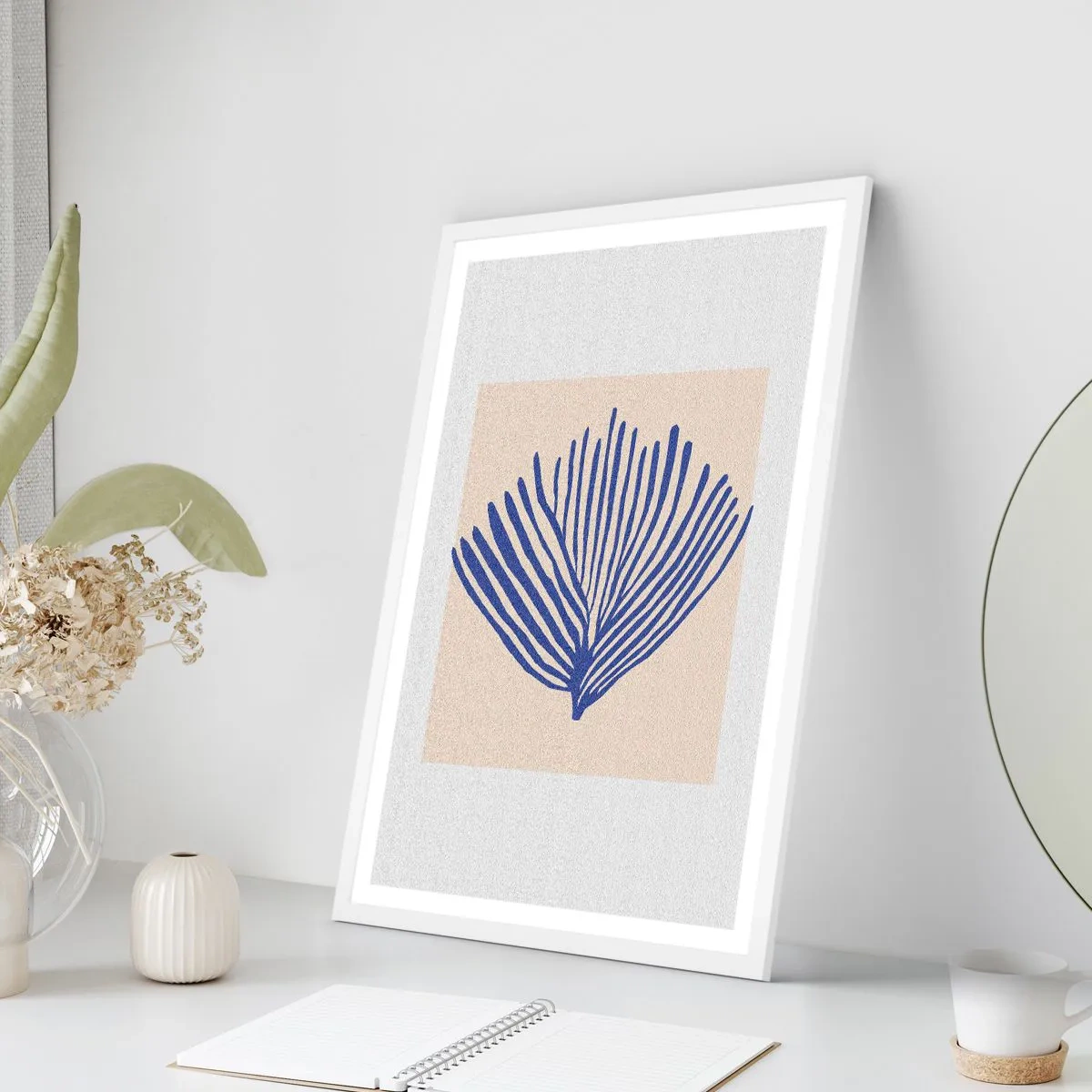 Póster en marco blanco - Abanico azul - 61x91 cm