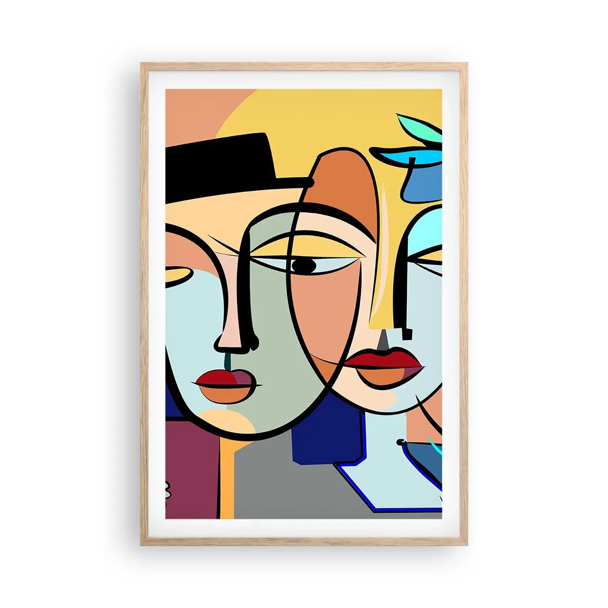 Póster en marco roble claro - Randez vous de Picasso - 61x91 cm