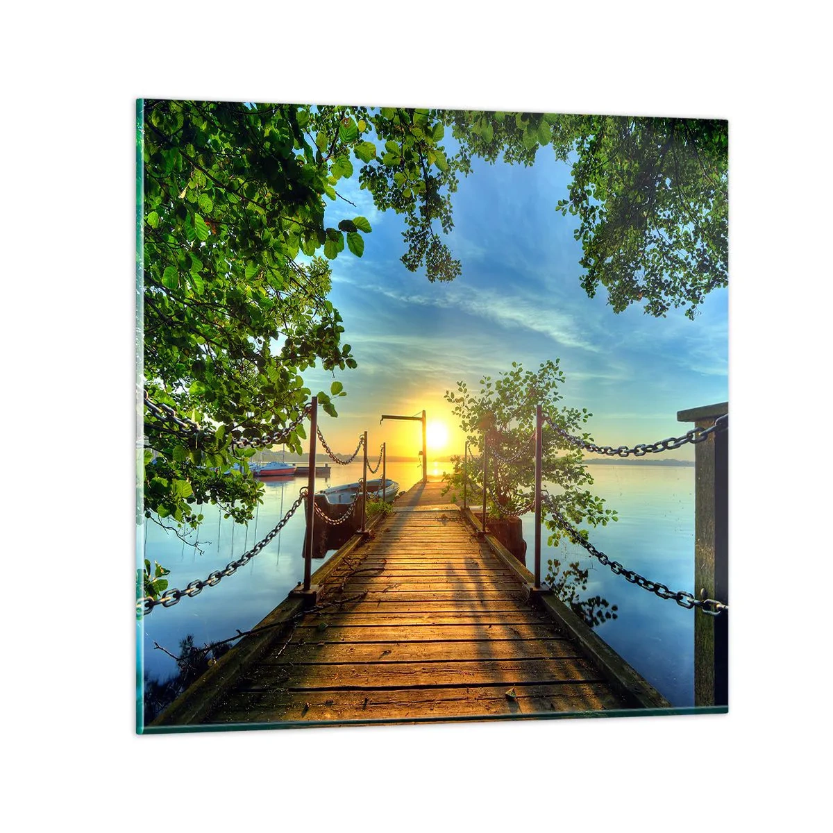 Cuadro sobre vidrio - Impresiones sobre Vidrio - Atardecer junto al agua - 30x30 cm