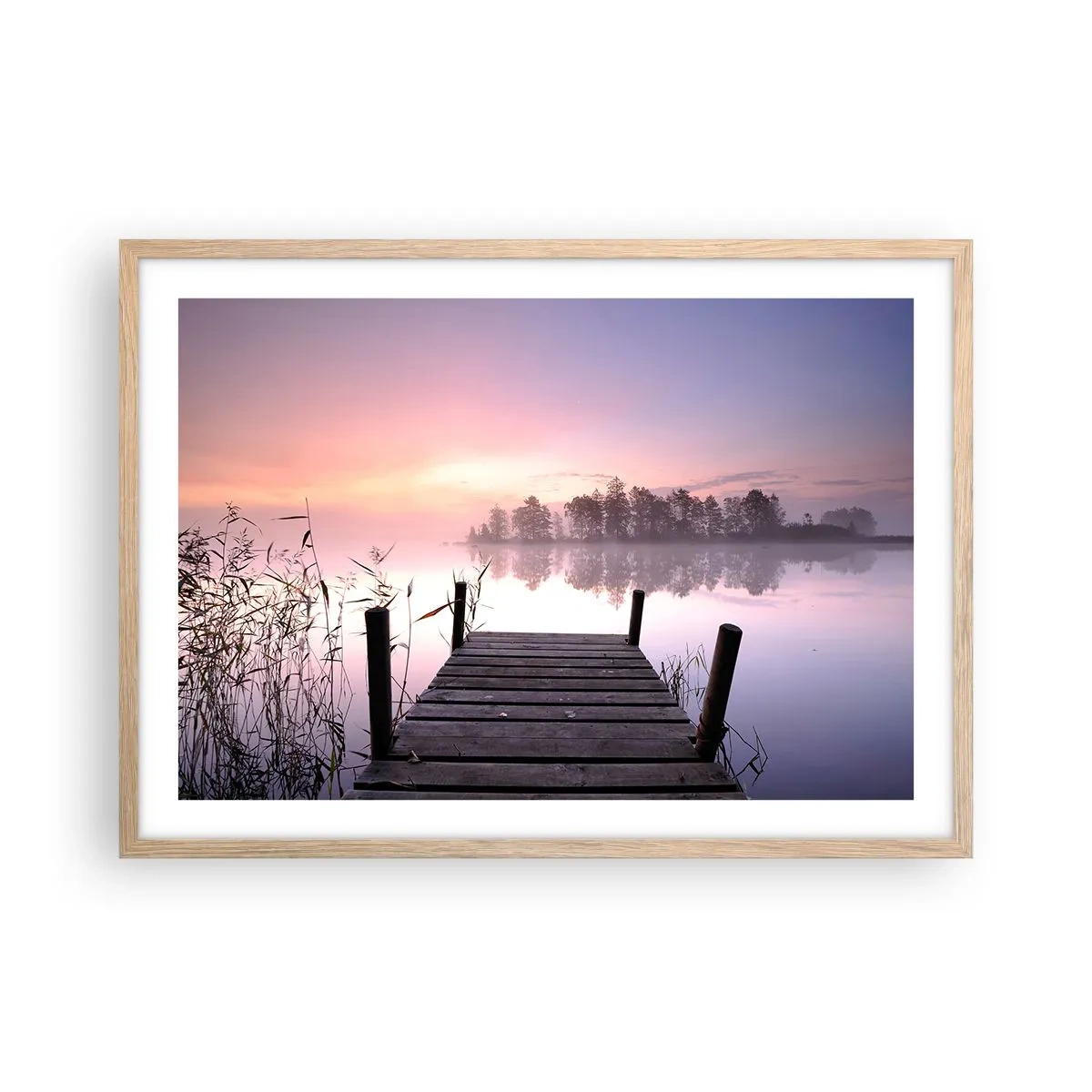 Póster en marco roble claro - De la niebla lila... - 70x50 cm